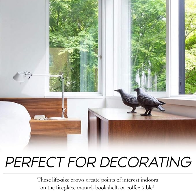 NACH Cast Iron Baby Crow Statue, Raven Garden Statues, Crow Garden Sculpture, Bird Figurines Home Decor, Crow Decor, Raven Decor, Black Bird Statue, 5.4 x 2.2 x 3.2 inches, JS-90-7116