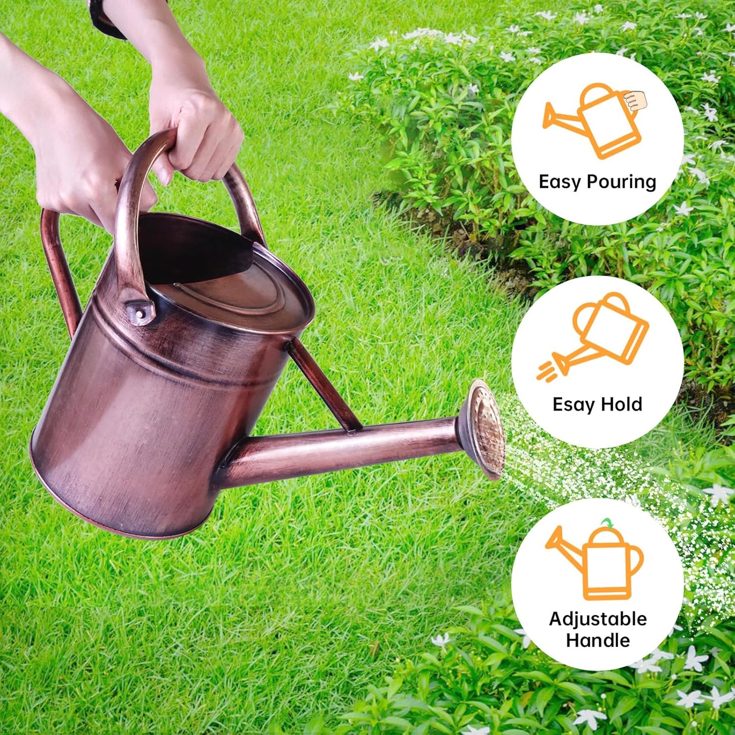 Metal Watering Can for Outdoor Plants, 1 Gallon Galvanized Steel Watering Can with Removable spout for Outdoor & Indoor Use, Perfect for Garden Flower, Houseplants, Copper
