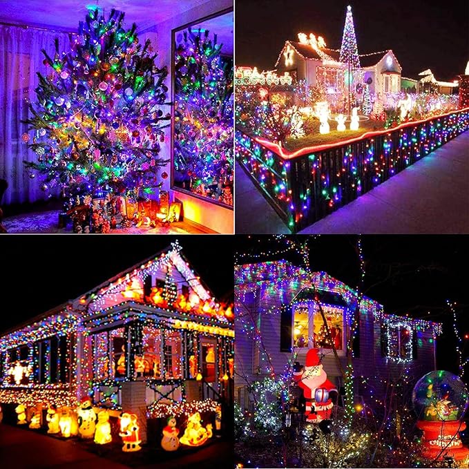 Multicolor 75 Ft 200 LED String Lights - Connectable, 8 Modes, Timer, Waterproof Fairy Twinkle Lights for Christmas Party, Garden, Patio, Home, Holiday, Xmas Tree Decorations