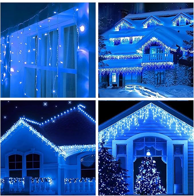 Upgraded Solar Christmas Lights,304 Blue LED Outdoor Christmas Decorations 8 Modes Waterproof Solar Powered String Lights for Patio Yard Garden Wedding Party House Xmas Tree Roof Decorations(Blue)