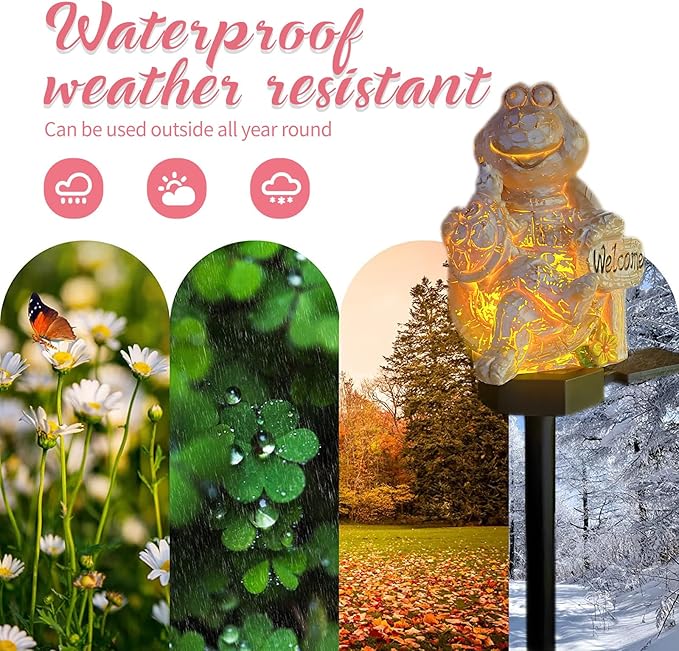 QH & Garden 2-Pack Squirrel and Turtle Garden Statues Decor，LED Waterproof Animals Lights for Garden, Balcony, Yard, Lawn, Pathway, Walkway - Garden Solar Powered Outdoor Decor