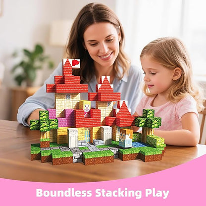 200PCS Magnetic Blocks, Magnetic Building Blocks, Princess Castle Building Set, STEM Learning Toys for Kids Ages 3-8,Birthday Gifts for Boys and Girls
