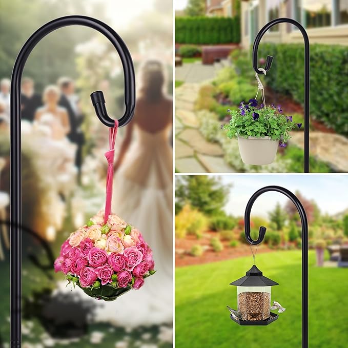 Shepherd-Hooks Adjustable for Bird-Feeder Lantern Plant-Hook Garden-Stake - Plant Stand Hanger for Outdoor Flower Basket, Bird Feeder Hanger Weddings Décor