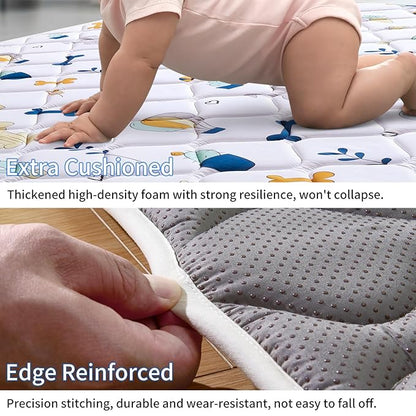 Premium Foam Baby Play Mat 79" X 55", Extra Large Soft Thicker Activity Playmats for Babies, Toddlers, Infants, Play & Tummy Time, Foldable & Machine Washable Baby Mat for Floor