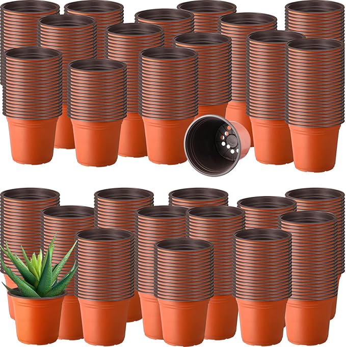 Hushee 1500 Pcs 5 Inch Plastic Plants Nursery Pots Seed Starting Pots Seedling Plant Pots with Drainage Holes Plastic Planters Planting Pots Indoor Outdoor for Flower Transplanting(Classic)