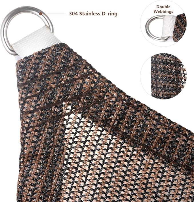 Eden's Decor Straight Flat-Edged Sun Shade Sail Rectangular 12' x 17' Brown UV-Blocking Outdoor Canopy Fabric Cloth Awning for Pergola Patio Garden Backyard Custom Size