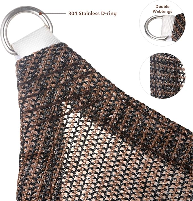 Eden's Decor Straight Flat-Edged Sun Shade Sail Rectangular 6' x 16' Brown UV-Blocking Outdoor Canopy Fabric Cloth Awning for Pergola Patio Garden Backyard Custom Size