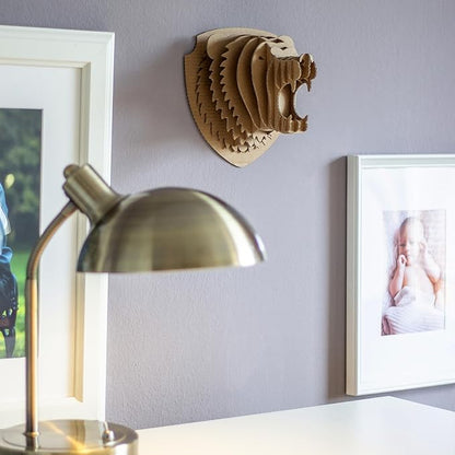 Cottify 3D Cardboard Puzzle - Fun 3D Puzzles for Adults & Kids, Easy to Assemble 3D Puzzle, Eco-Friendly, No Scissors or Glue Needed, Cardboard Assembly Toy, Perfect Sustainable Gift (Bear Head)