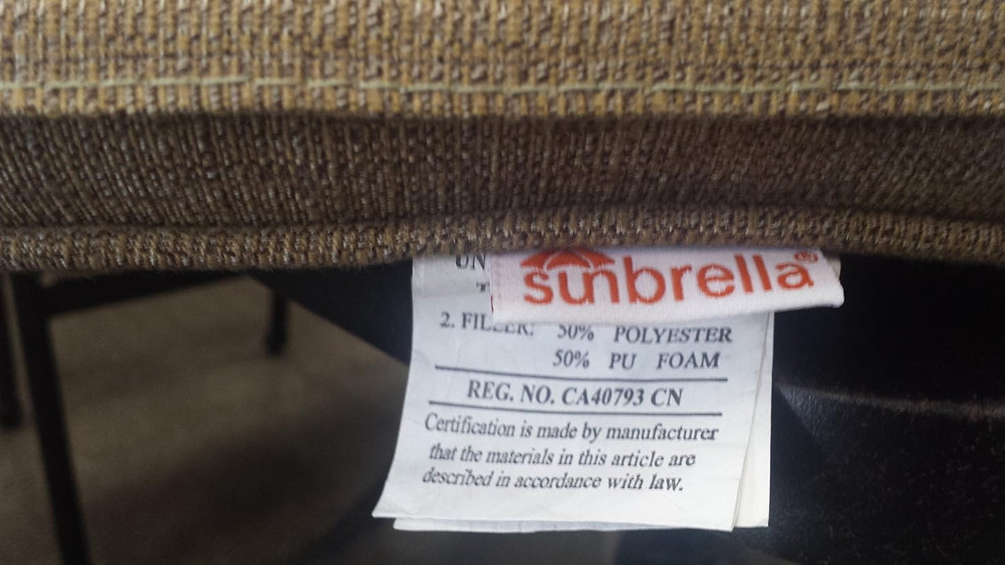 Grand Tuscany Outdoor Patio 7 pcs Round Fire Gas 52" Dining Set Dark Bronze Cast Aluminum Sunbrella Cushions