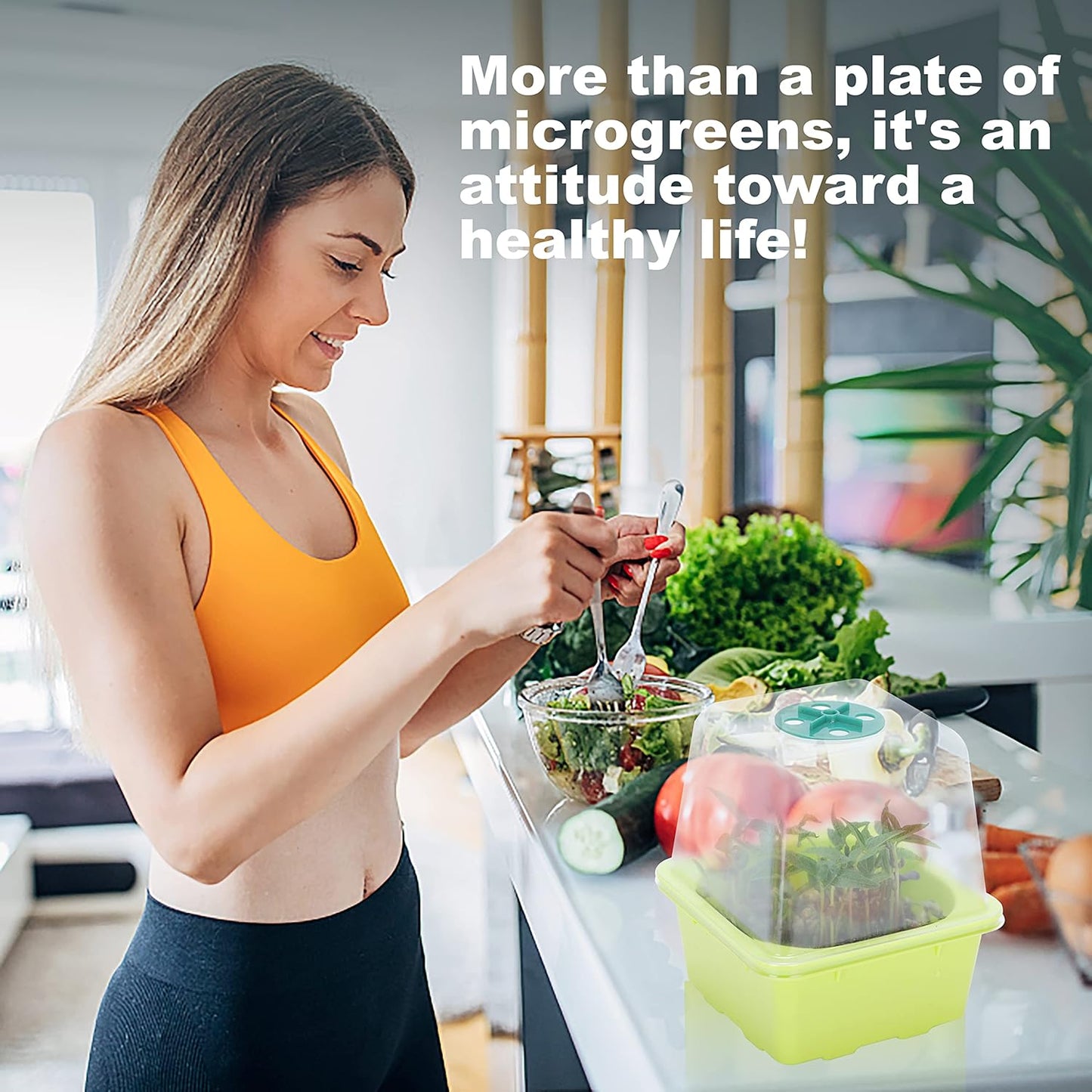 Microgreen Growing Trays, LUVCSOY Sprouting Tray with Humidity Dome, 3mm Large Mesh Holes, BPA Free, Sprouter Kit for Growing Large Seeds, Like Sunflower, Mung Beans, Green Pea - 4 Pack | Colorful