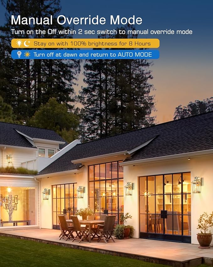 VIANIS Outdoor Wall Lights Lantern, 2 Pack Gold Motion Sensor Proch Light, Dusk to Dawn Weather Resistant Exterior Lights for House Sconce, Waterproof Garage Lights with Clear Glass Shade