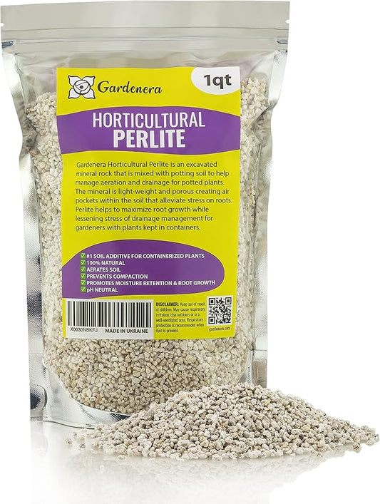 Organic Perlite - Medium/Fine Grade (1 Quart Bag) Horticultural Soil Amendment for Indoor & Outdoor Container Plants for Drainage Management and Enhanced Growth