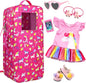 Ecore Fun 7-Piece 18" Unicorn Doll Carrier with Accessories: Doll Case, Clothes, Shoes, Sunglasses, Phone, Hairpins