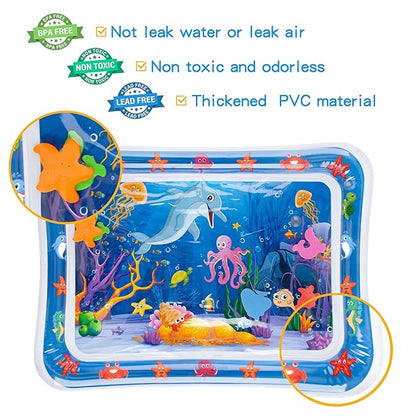 Tummy Time Water Mat丨Inflatable Tummy Time Water Play Mat for Babies, Infants and Toddlers 3 to 12 Months Promote Development Toys Baby Gifts