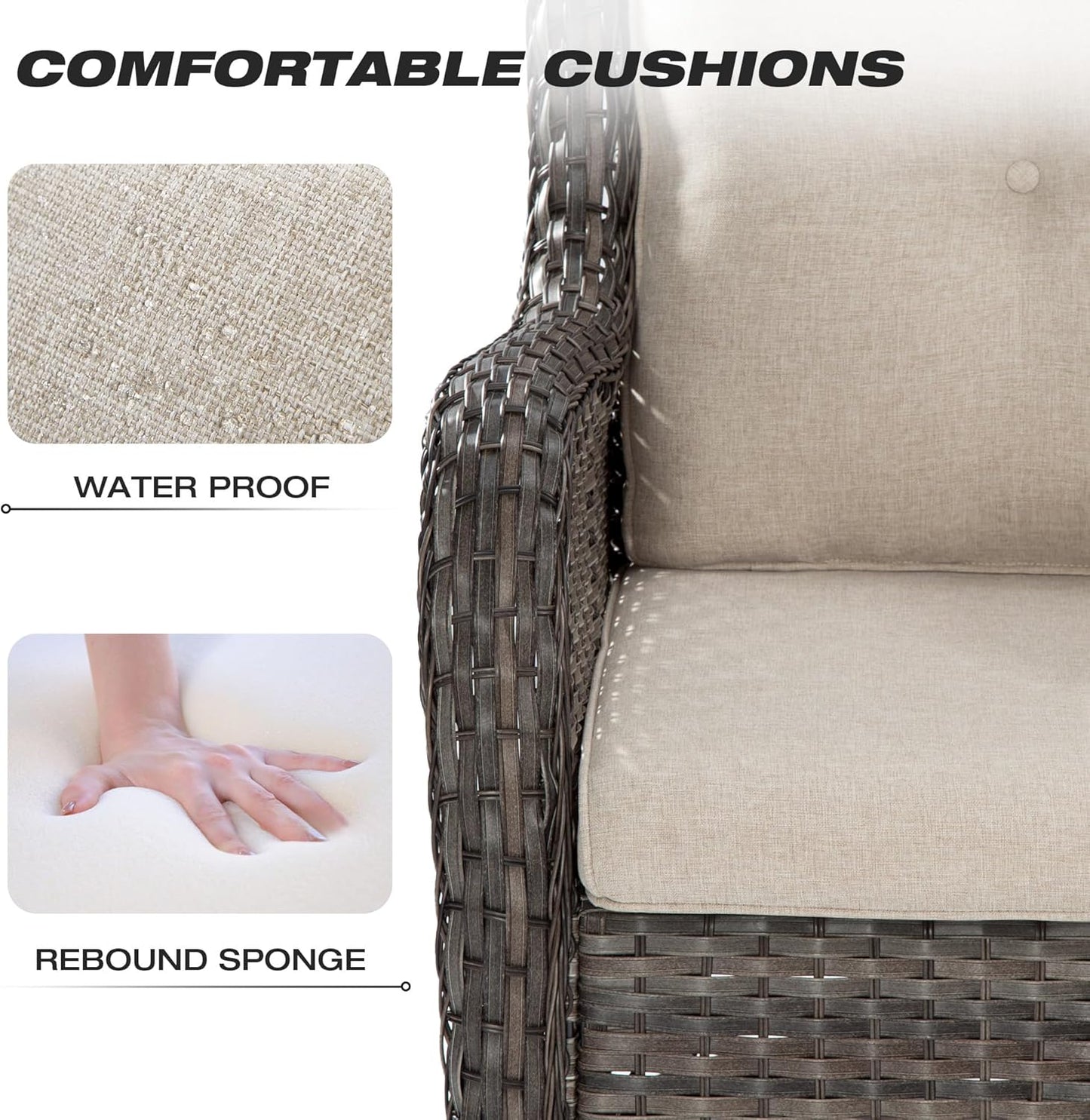 Joyside Outdoor Wicker Chair Rattan Patio Dining Chairs Set of 2 PE Wicker Patio Chairs with 4inch Seat Cushions Outdoor Patio Seating Chair for Garden(Mixed Grey/Beige)