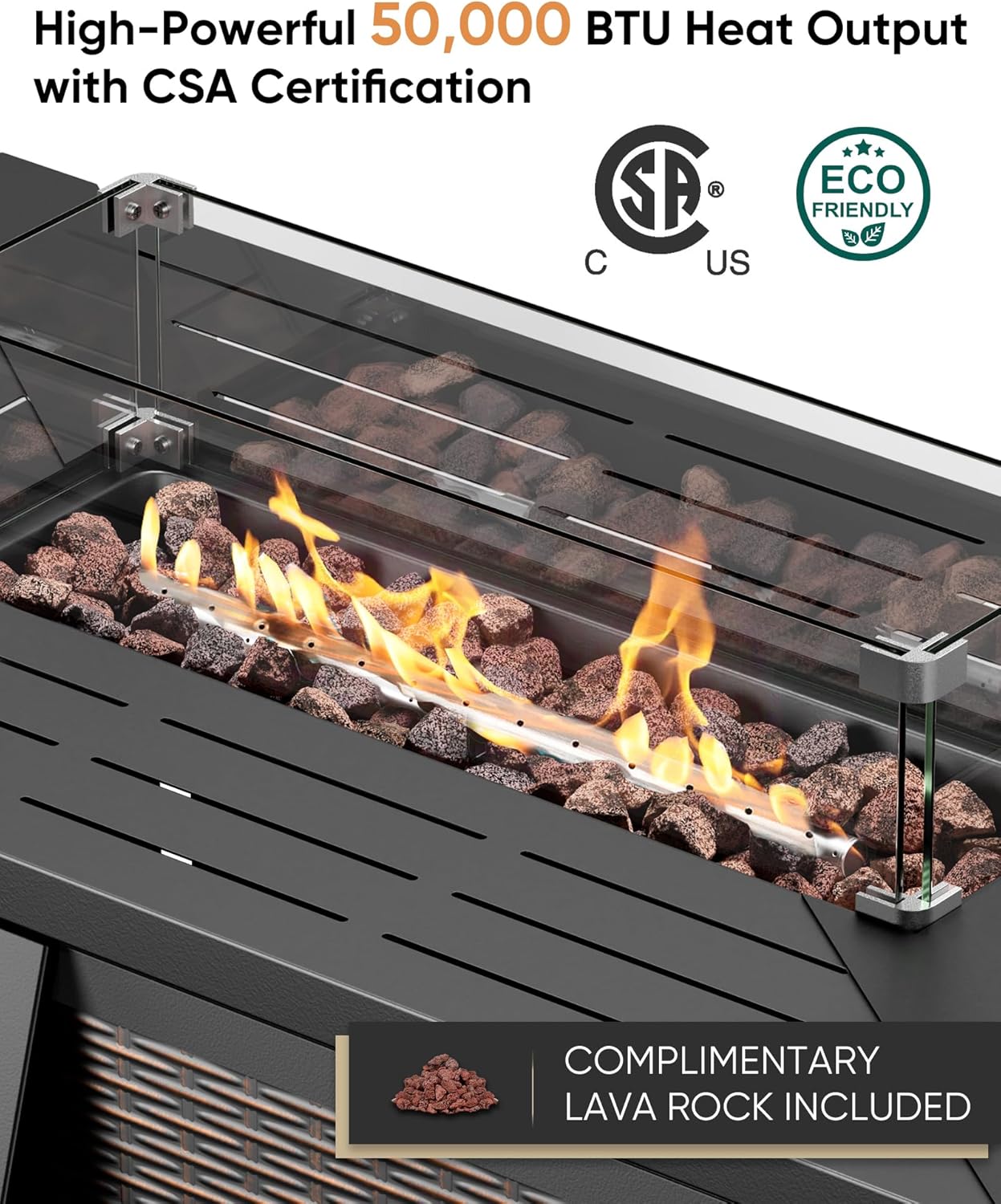 HUMMUH 5-Piece Patio Furniture Set with Fire Pit,Wicker Outdoor Swivel Rocker Chairs Patio Sofa for Backyard,Poolside,Deck