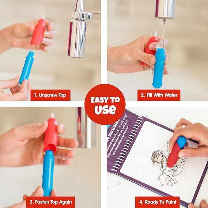 KangaToys Aqua Brushes 12 Pack Multi-Color Pack Reusable Water Paint Brushes for Kids Ages 3 and Up Paint with Water Kits Arts and Crafts