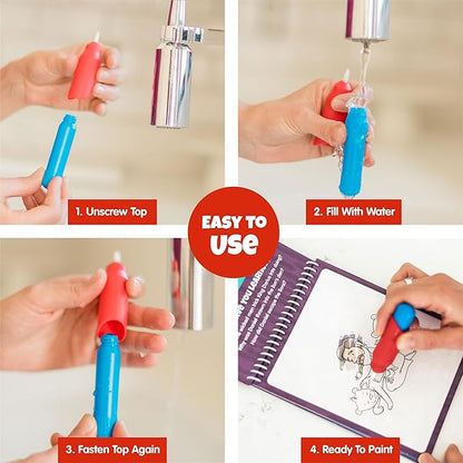 KangaToys Aqua Brushes 12 Pack Multi-Color Pack Reusable Water Paint Brushes for Kids Ages 3 and Up Paint with Water Kits Arts and Crafts