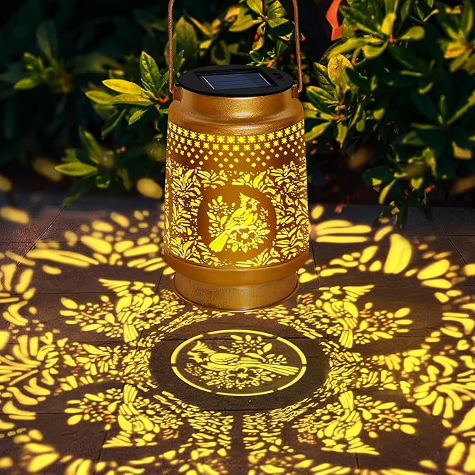 2 Pack Solar Lanterns Outdoor Waterproof,Cardinal Solar Lights Garden Decor Gifts for Mom Women Grandma Decoration Outside for Yard, Patio,Backyard,Porch