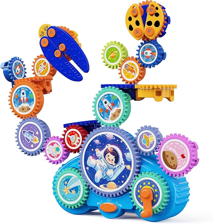 KOKODI Gear Building Toys for Kids, Electric & Manual Construction Set for Kids, Engineering Learning Kit for Ages 3-8 Years Old, Birthday Gifts & Preschool Educational Toys for Boys Girls