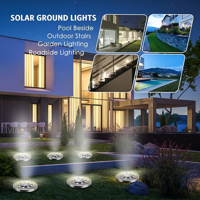 Solar Outdoor Lights 12 Packs, Waterproof Solar Pathway Lights Bright In-Ground Lights Lighting Decor for Garden, Lawn, Patio, Yard, Driveway, Step and Walkway Warm Light
