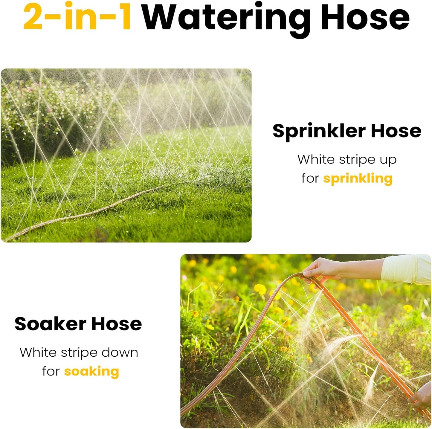 LINEX Sprinkler Soaker Hose 30 ft 2 pack for Garden, Watering Hose with Holes, High-Efficiency Sprinklers System for Lawn and Garden with Staples