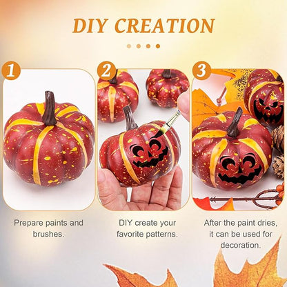 30 Pcs Artificial Pumpkins Set Fall Decorations with Maple Leaves Pine Cones Acorns Berries Assorted Fake Pumpkin for Thanksgiving Halloween Autumn Harvest Home Table Decor