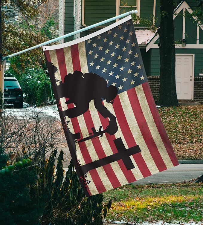 Memorial Day Flag 3x5 Ft for Outdoor Flag, Faith Over Fear Flag Remember Our Heroes Christian American Flags for Outside 3x5 Ft Double Sided Christian Banners with Brass Grommets