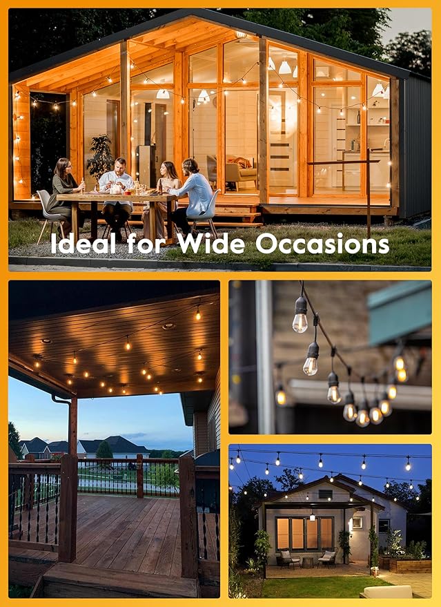 Moonflor 25 Pack LED S14 Replacement Light Bulbs, Shatterproof E26 Medium Base Edison Vintage Bulbs Equivalent to 11 W, Fits for Commercial Outdoor Patio Garden Vintage Lights, 2700K, Warm White