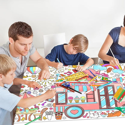 Giant Coloring Poster for Classroom Wall - Versatile 31.5 x 72 Inches SUMMER Activity Poster/Table Cover, School Parties, SUMMER Birthday Party and Special Events Decoration