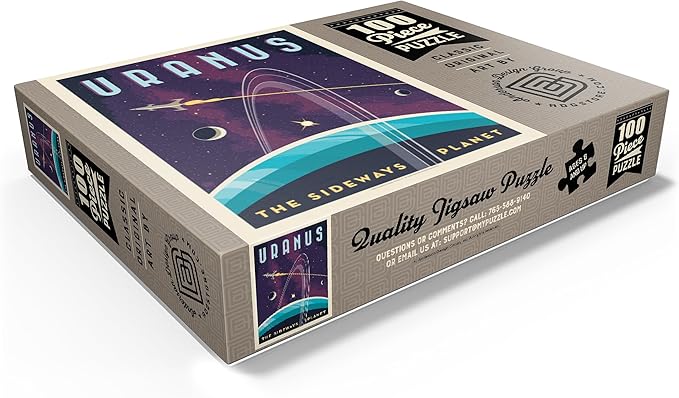 MyPuzzle Uranus: The Sideways Planet, Vintage Poster - Premium 100 Piece Jigsaw Puzzle for Adults