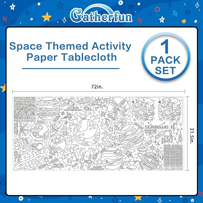 Giant Coloring Poster for Classroom Wall - Versatile 31.5 x 72 Inches Outer Space Activity Poster/Table Cover,School Parties, Outer Space Birthday Party and Special Events Decoration