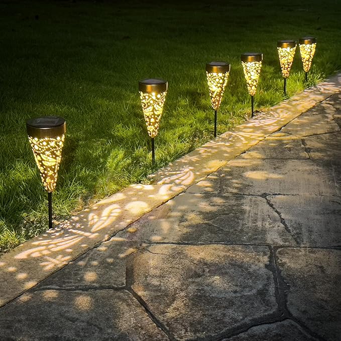6-Pack Dragonfly Outdoor Decor Solar Pathway Lights, Metal Landscape Lighting for Garden, Lawn, Yard, Patio, Backyard, Pathway, Walkway – gifts for Mother, Women, Men, Grandmother, Grandfather