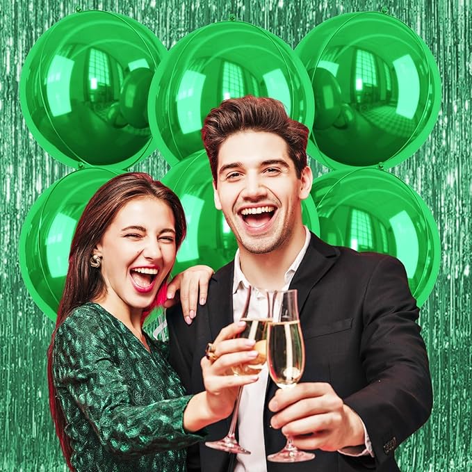 Green Foil Balloons, 6 Pcs Large Green Metallic Round Balloons, 22 Inch Big Round Foil Balloon for Graduation Birthday Party Baby Shower Wedding Decorations