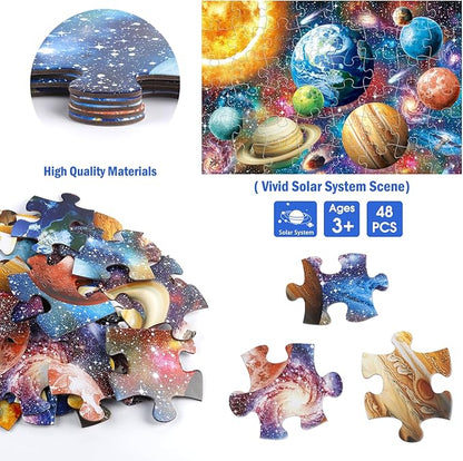 Jumbo Floor Puzzle for Kids,48 Piece Solar System Planet Large Jigsaw Puzzles for Toddler Ages 3-5,Preschool Educational Learning Space Toys Gift for Boys & Girls Ages 4-8