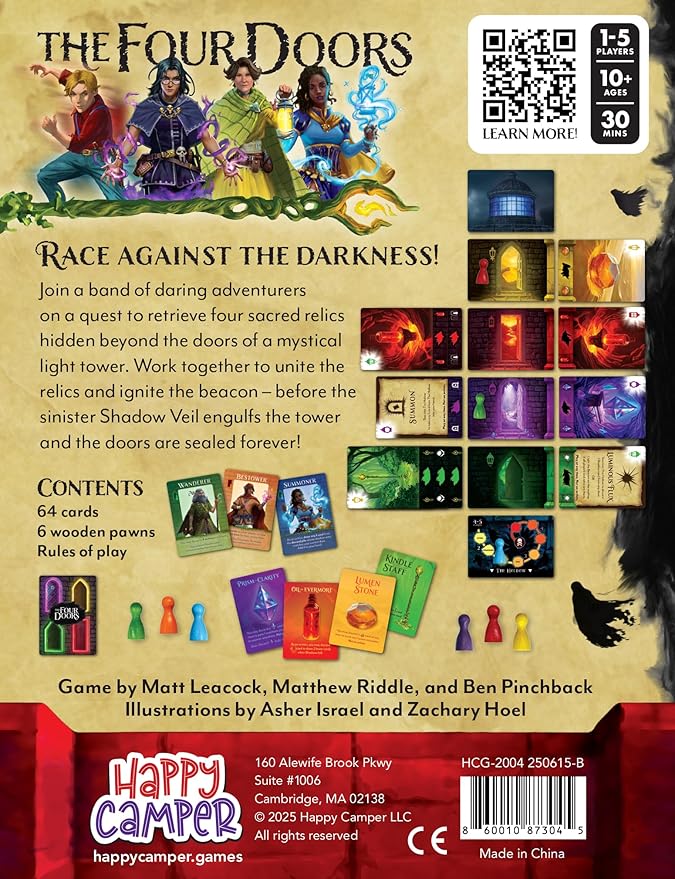 Happy Camper - The Four Doors | Thrilling Cooperative Game by Matt Leacock | Great for Travel and Solo Play