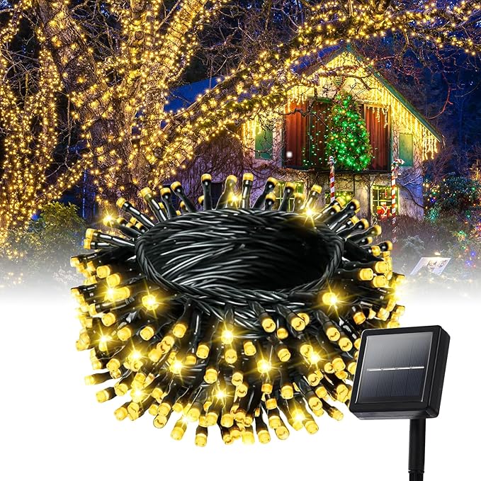 Solar String Lights Outdoor Waterproof -200 Led Extra-Long 82ft Solar Lights Outdoor String with 8 Modes, Solar Powered String Lights Tree Lights Outdoors for Patio Garden Party Decorations Warm White