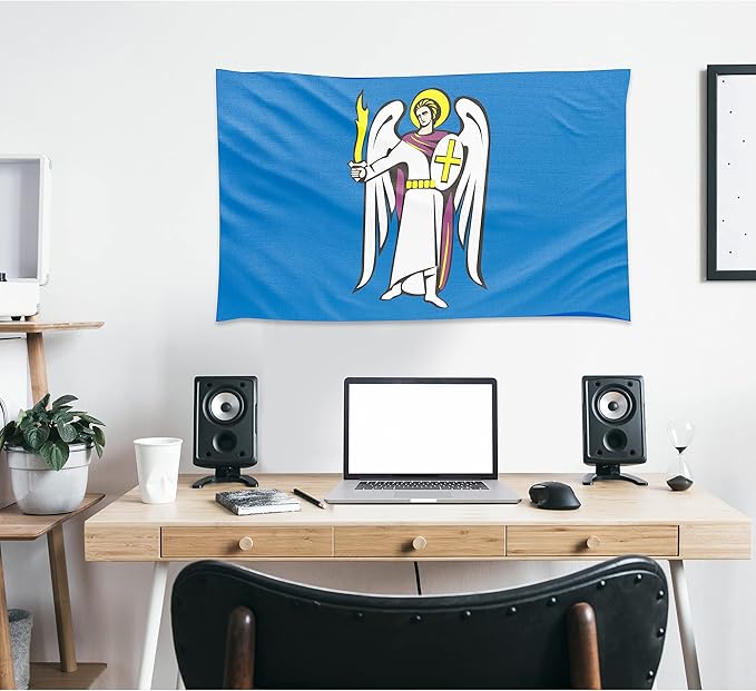 Kyiv City Ukraine Flag 3x5 ft – Vibrant Heritage Banner for Garden or Home, Display Rich History & Pride, Powerful Reminder of Ukrainian Spirit – Vivid Color, Double Stitched, Brass Grommets