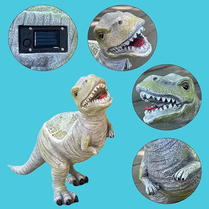 Outdoor Solar Statue Garden Decor, Dinosaur Garden Statues Outdoor Patio Lawn, Balcony Decoration, Solar Garden Outdoor Dinosaur Statues with LED Lights, Unique Gifts for Women