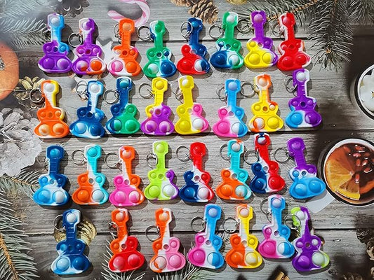 (Students Birthday Gifts and Party Favors) 30 Packs Guitar Bulk Mini Pop for Adult Kids,Cool Shape Sensory Small Bubble Fidget Classroom Supplies