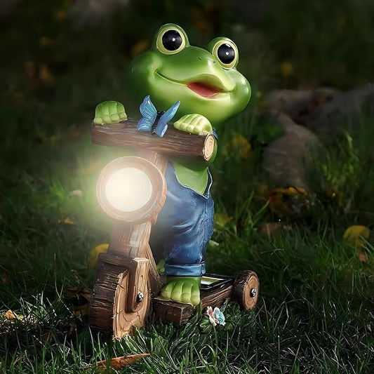Solar Garden Frog, Outdoor Garden Decor, Animal Garden Statue, Fairy Garden Accessories,Patio,Yard,Balcony Decorations, Lawn Ornament, Housewarming, Birthday,Mothers Day Mom Gifts.