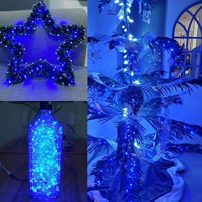 66Ft 200LED Fairy Lights Plug in, Waterproof String Lights Outdoor & Indoor 8 Modes with Timer, Christmas Light Bedroom Decor, Twinkle Light for Girl's Room Garden Christmas Decorations (Blue)
