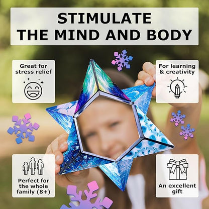 SHASHIBO Shape Shifting Box - Award-Winning Fidget Toy w/ 36 Rare Earth Magnets - Fidget Cube Transforms Into Over 70 Shapes, Sensory Toy Gift for Kids, Teens, and Adults (Polar)