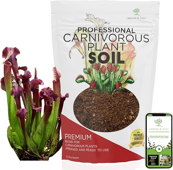 Professional Carnivorous Plant Soil | Large 2.2 Quarts Ready to Use for Venus Flytraps, Sundews, Pitcher Plants, Butterworts | Peat Moss, Coco Coir, Perlite, Dolomite | Made in USA