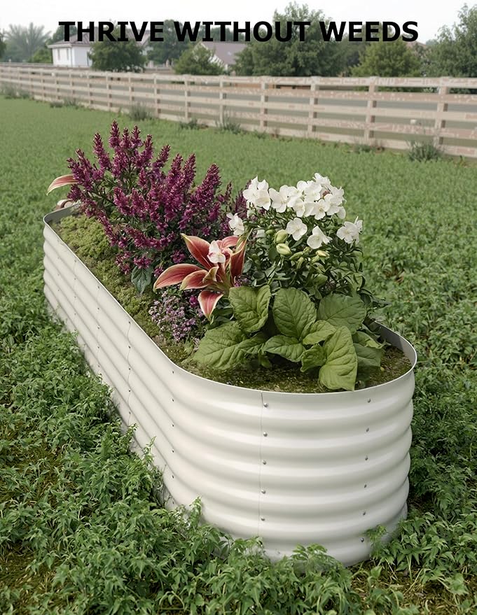 8x2x1.5ft Raised Garden Bed,Galvanized Raised Planter Boxes Outdoor with Easy Assembly, Large Garden Bed for Vegetables, Fruits, Flower,Raised Garden Bed,Beige