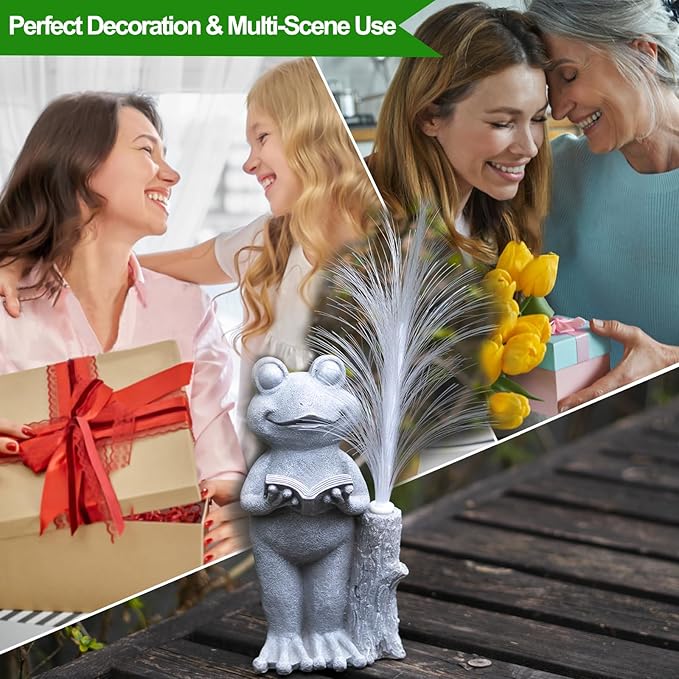 Solar Frog Garden Statue with Color-Changing Lights, Frog Figurine Garden Decor, Outdoor Lawn Decor for Patio, Yard, Balcony, Perfect Gardening & Housewarming Gifts for Women, Mom, Grandma