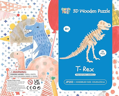 Georgie Porgy 3D Wooden Puzzles DIY Models Kits for Kids Dinosaur Airplane Woodcraft Construction Toys Pack of 6 (T-Rex Triceratops Spinosaurus Parasaurolophus Apatosaurus Stegosaurus)