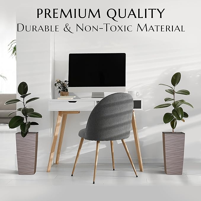 Mueller M-Resin Heavy Duty Tall Planter, Indoor/Outdoor Grande Plant, Tree, Flower Pot, 2-Piece Set, 27.5”, Modern Design, Built-in Drainage, Mocha