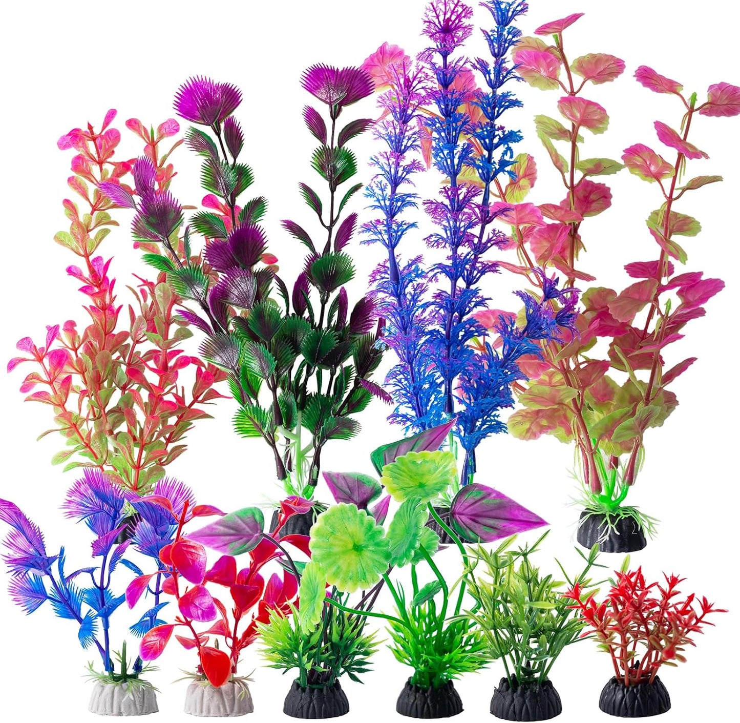 COMSUN 10 Pack Artificial Aquarium Plants, Small Size 4 inch Approximate Height Fish Tank Decorations Home Décor Plastic Pink