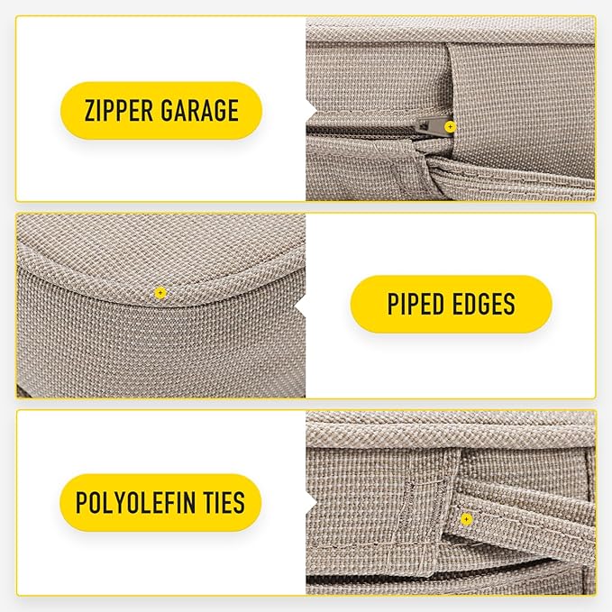 SUNROX Gel Memory Foam Chair Cushions, FadeShield Water-, Stain-Resistant Durable Reversible Seat Cushion Pads with Ties for Indoor/Outdoor Kitchen Dining Office, 19"x19", Set of 4, Husk Birch